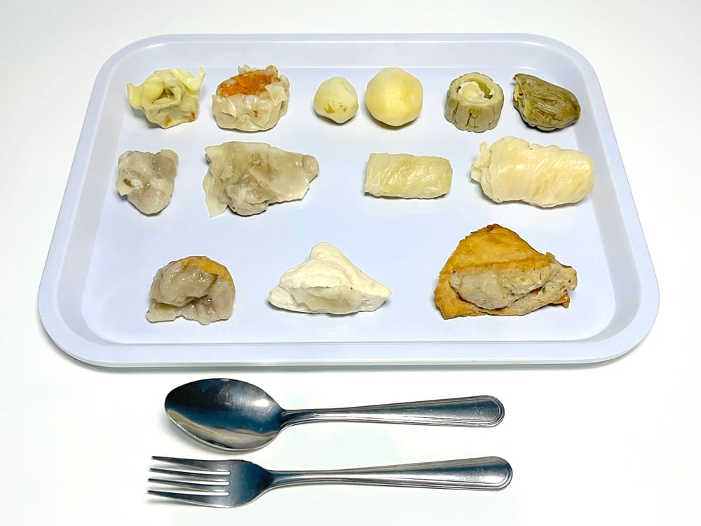 Dumpling chicken (Siomay), potato, bitter gourd, cabbage, and dumpling tofu